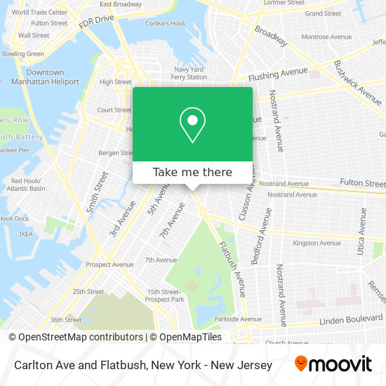 Carlton Ave and Flatbush map