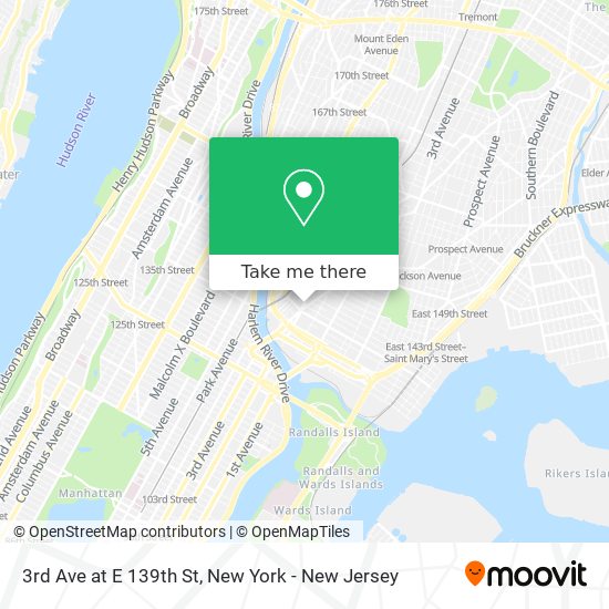 3rd Ave at E 139th St map