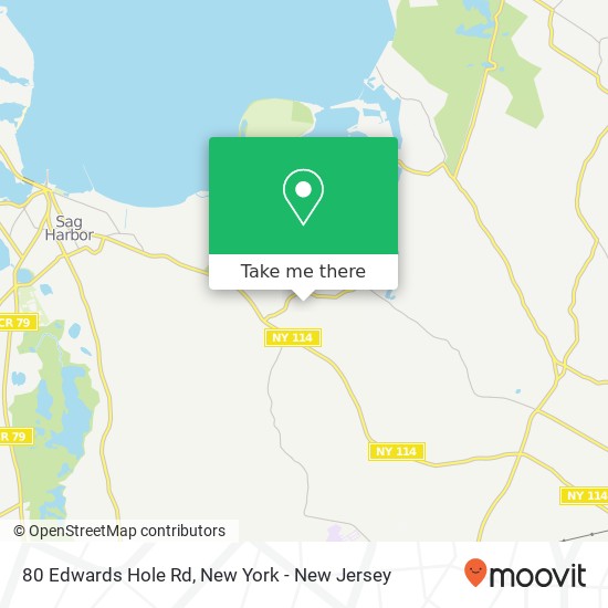 Mapa de 80 Edwards Hole Rd, East Hampton, NY 11937