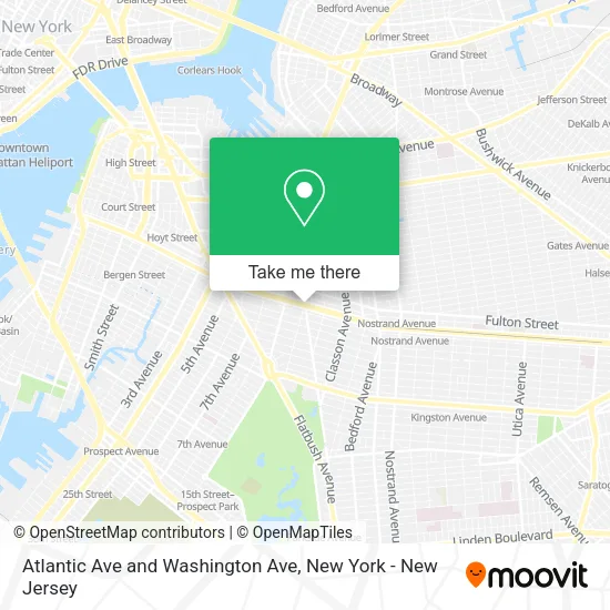Atlantic Ave and Washington Ave map