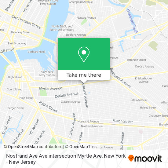 Mapa de Nostrand Ave Ave intersection Myrtle Ave