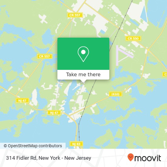 Mapa de 314 Fidler Rd, Woodbine, NJ 08270