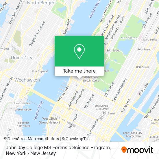 John Jay College MS Forensic Science Program map