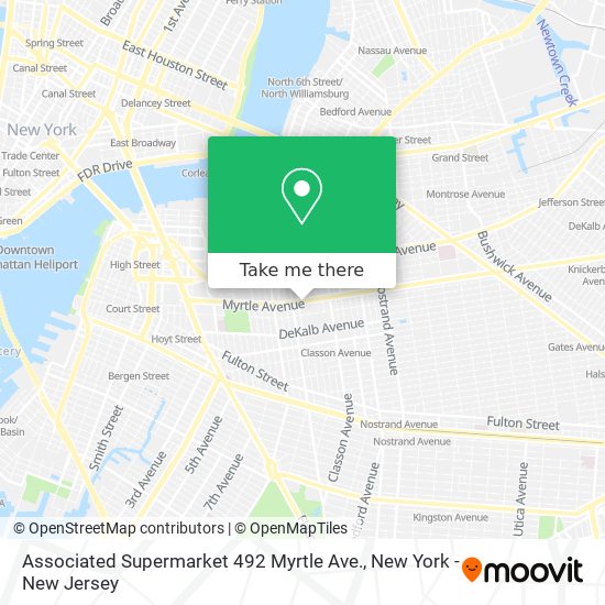 Mapa de Associated Supermarket 492 Myrtle Ave.