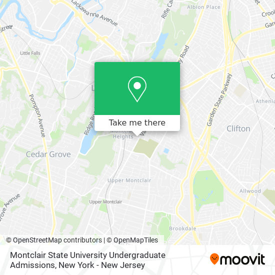 Mapa de Montclair State University Undergraduate Admissions