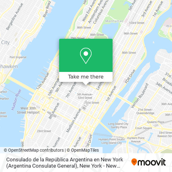 Mapa de Consulado de la República Argentina en New York (Argentina Consulate General)