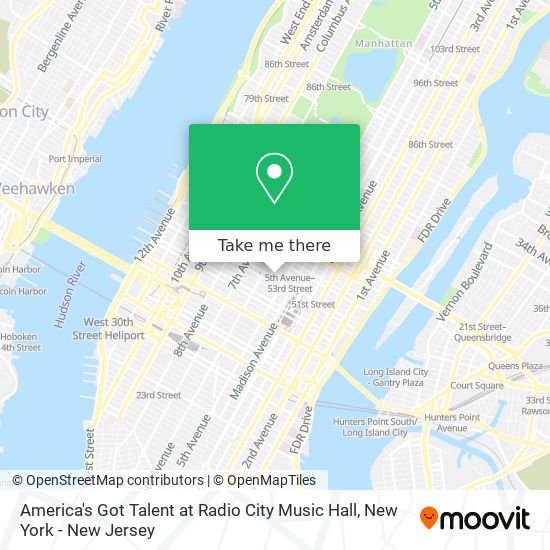 Mapa de America's Got Talent at Radio City Music Hall