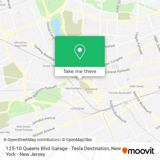 Mapa de 125-10 Queens Blvd Garage - Tesla Destination