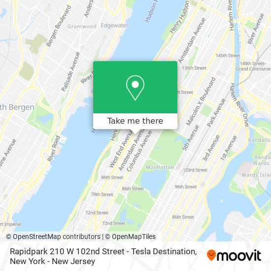 Mapa de Rapidpark 210 W 102nd Street - Tesla Destination