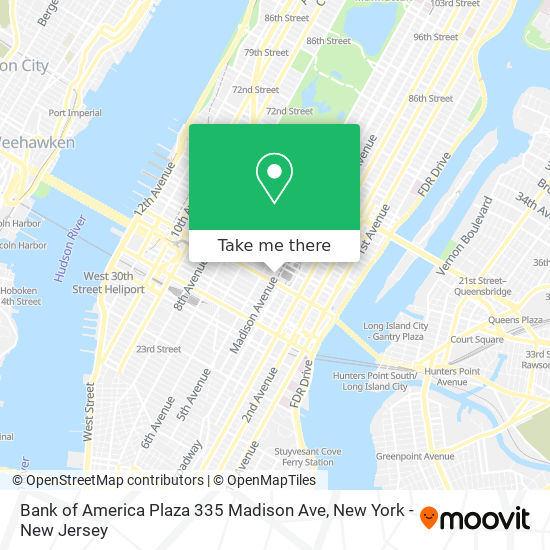 Mapa de Bank of America Plaza 335 Madison Ave