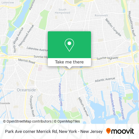 Park Ave corner Merrick Rd map