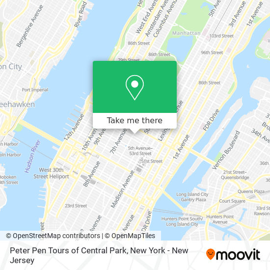 Peter Pen Tours of Central Park map