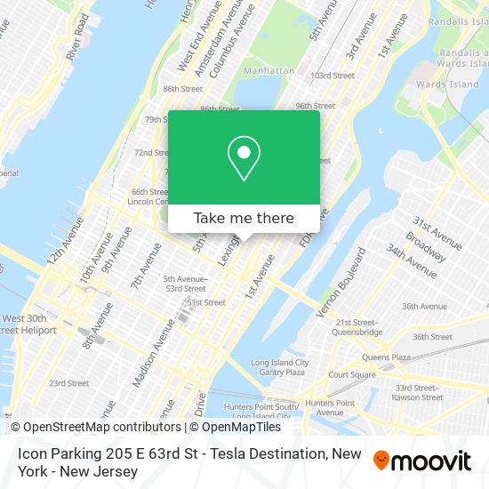 Mapa de Icon Parking 205 E 63rd St - Tesla Destination