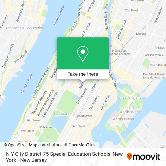 N Y City District 75 Special Education Schools map