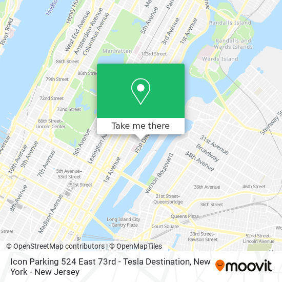 Icon Parking 524 East 73rd - Tesla Destination map