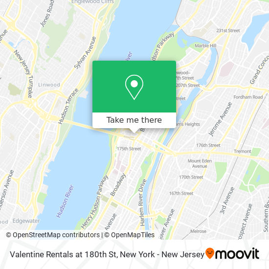 Valentine Rentals at 180th St map