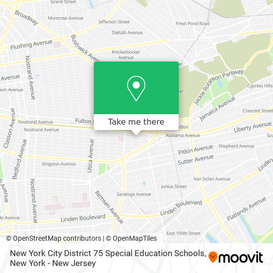 New York City District 75 Special Education Schools map
