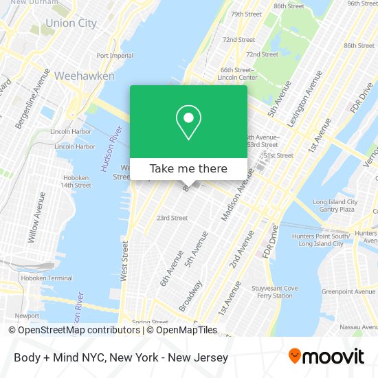 Mapa de Body + Mind NYC