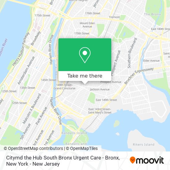 Mapa de Citymd the Hub South Bronx Urgent Care - Bronx