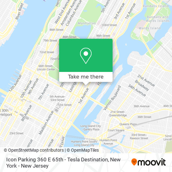 Mapa de Icon Parking 360 E 65th - Tesla Destination