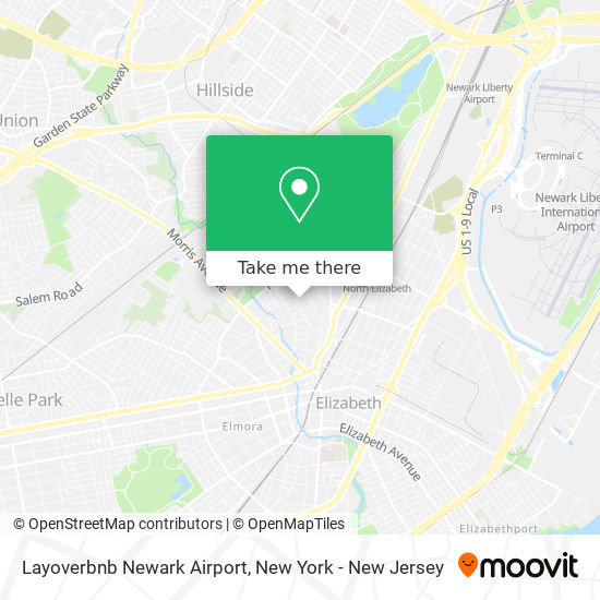 Mapa de Layoverbnb Newark Airport