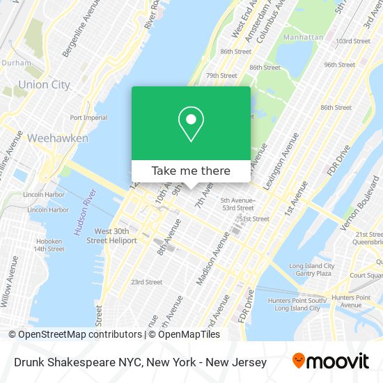 Drunk Shakespeare NYC map