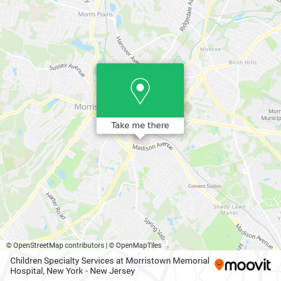 Children Specialty Services at Morristown Memorial Hospital map