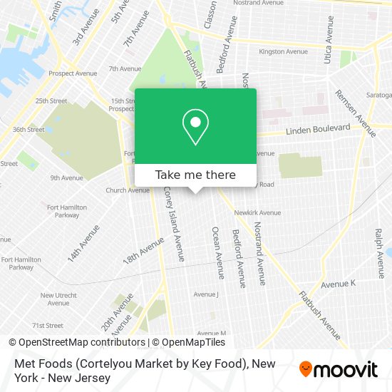 Mapa de Met Foods (Cortelyou Market by Key Food)