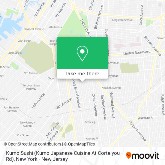 Mapa de Kumo Sushi (Kumo Japanese Cuisine At Cortelyou Rd)