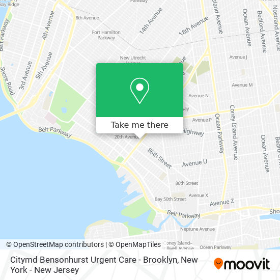 Mapa de Citymd Bensonhurst Urgent Care - Brooklyn