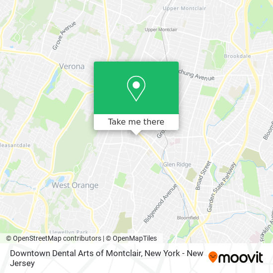 Downtown Dental Arts of Montclair map