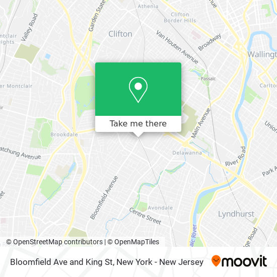 Bloomfield Ave and King St map