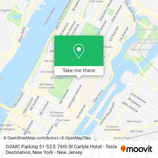 Mapa de GGMC Parking 51-53 E 76th St Carlyle Hotel - Tesla Destination
