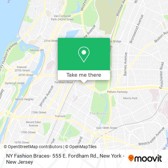 Mapa de NY Fashion Braces- 555 E. Fordham Rd.