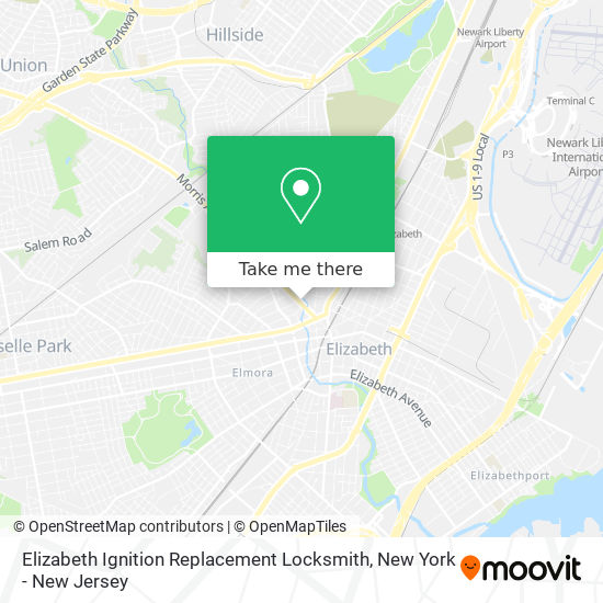 Elizabeth Ignition Replacement Locksmith map