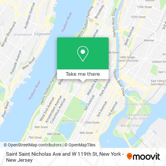Saint Saint Nicholas Ave and W 119th St map