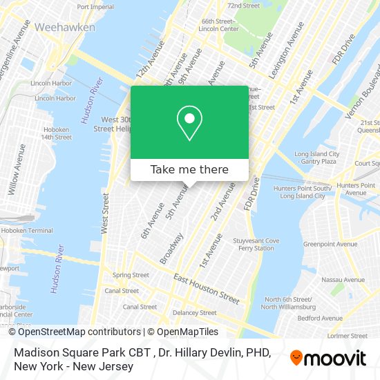 Mapa de Madison Square Park CBT , Dr. Hillary Devlin, PHD