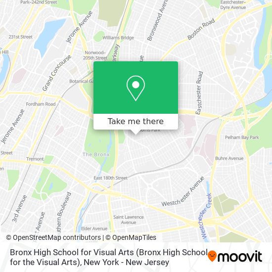 Mapa de Bronx High School for Visual Arts