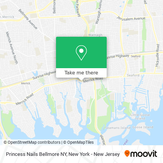 Mapa de Princess Nails Bellmore NY