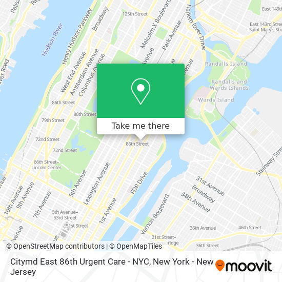 Mapa de Citymd East 86th Urgent Care - NYC