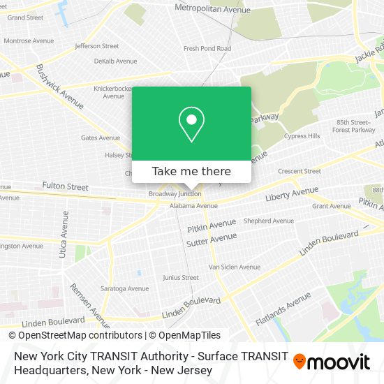 Mapa de New York City TRANSIT Authority - Surface TRANSIT Headquarters