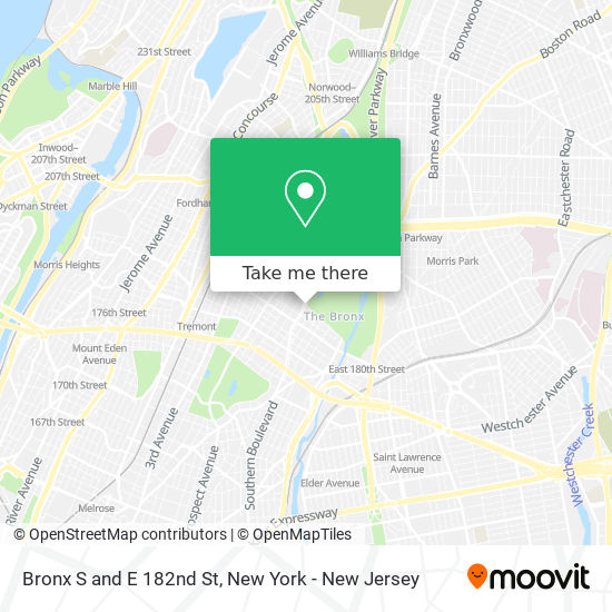 Mapa de Bronx S and E 182nd St