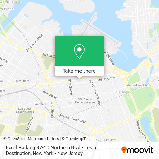 Excel Parking 87-10 Northern Blvd - Tesla Destination map