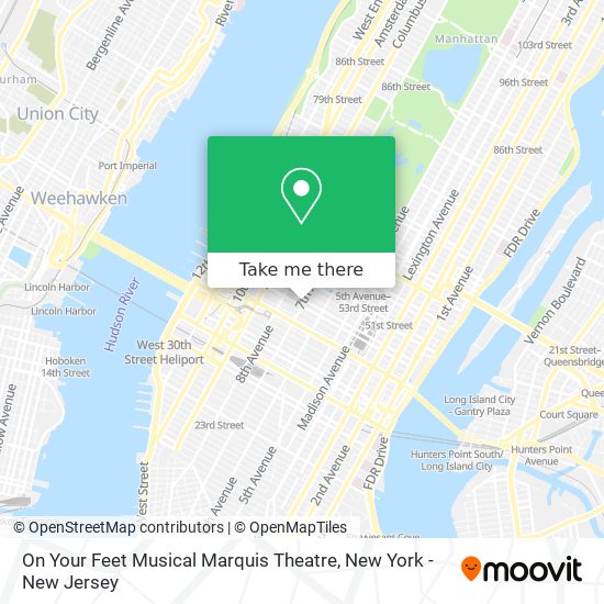 Mapa de On Your Feet Musical Marquis Theatre