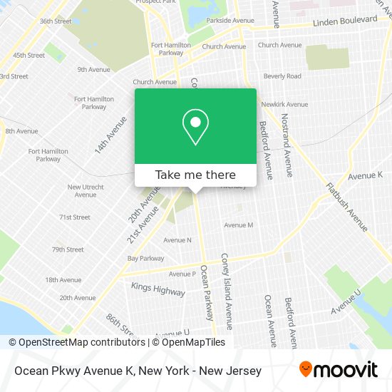 Ocean Pkwy Avenue K map