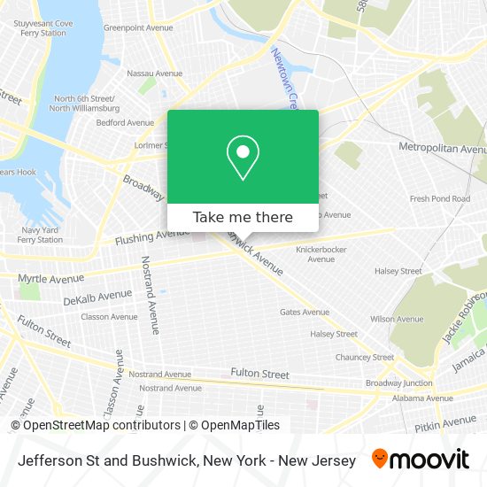 Jefferson St and Bushwick map