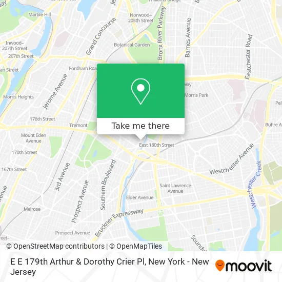 E E 179th Arthur & Dorothy Crier Pl map