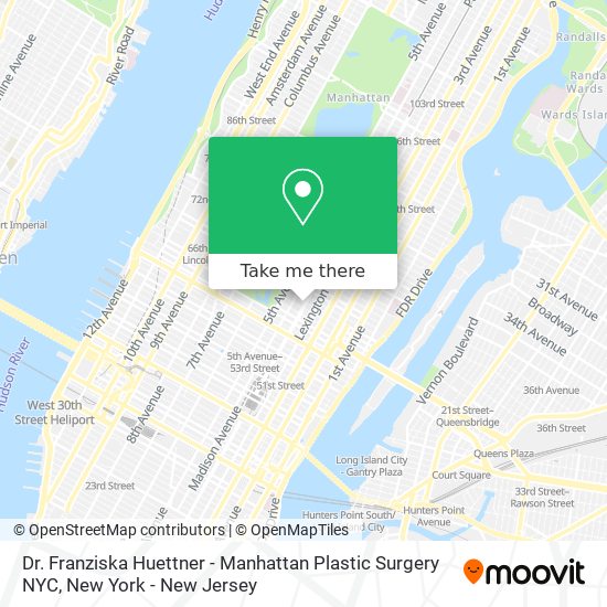 Dr. Franziska Huettner - Manhattan Plastic Surgery NYC map