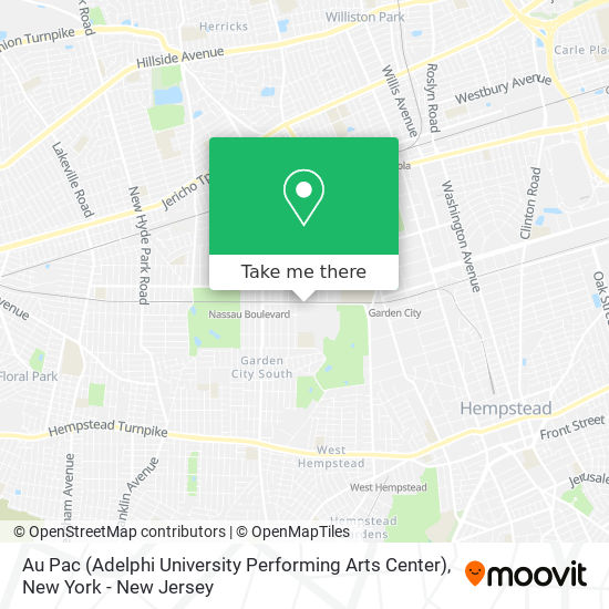 Mapa de Au Pac (Adelphi University Performing Arts Center)