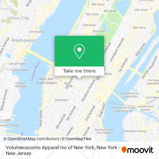 Mapa de Volumecocomo Apparel Inc of New York